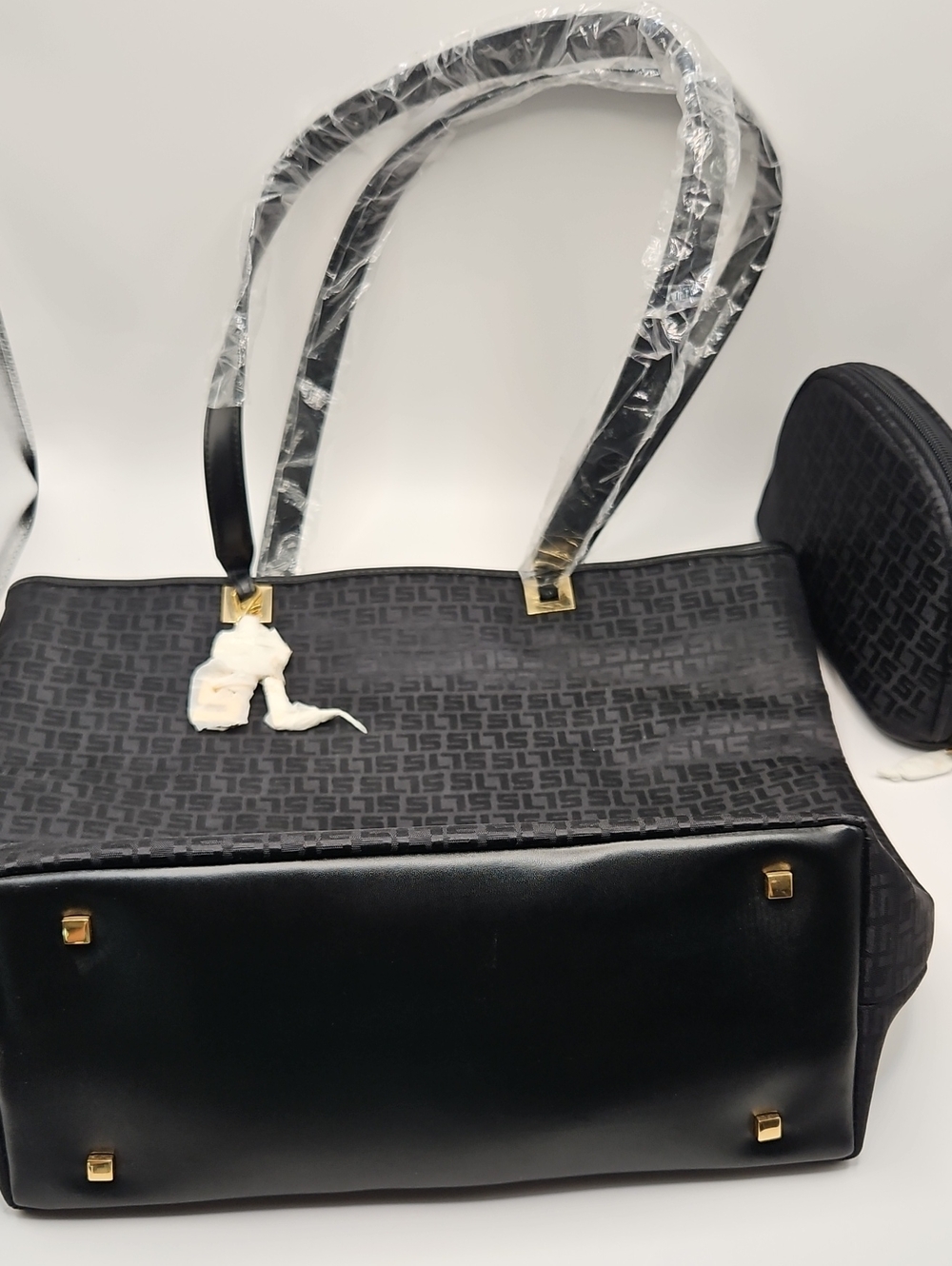 Susan Lucci SL Black Women's Tote Bag with Gold Hardware Purse New